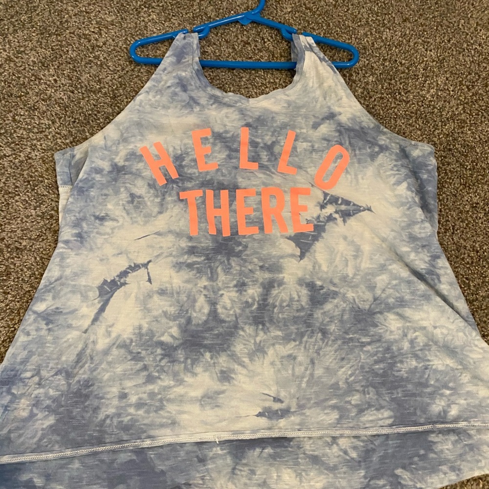 High low blue tie dye tank top